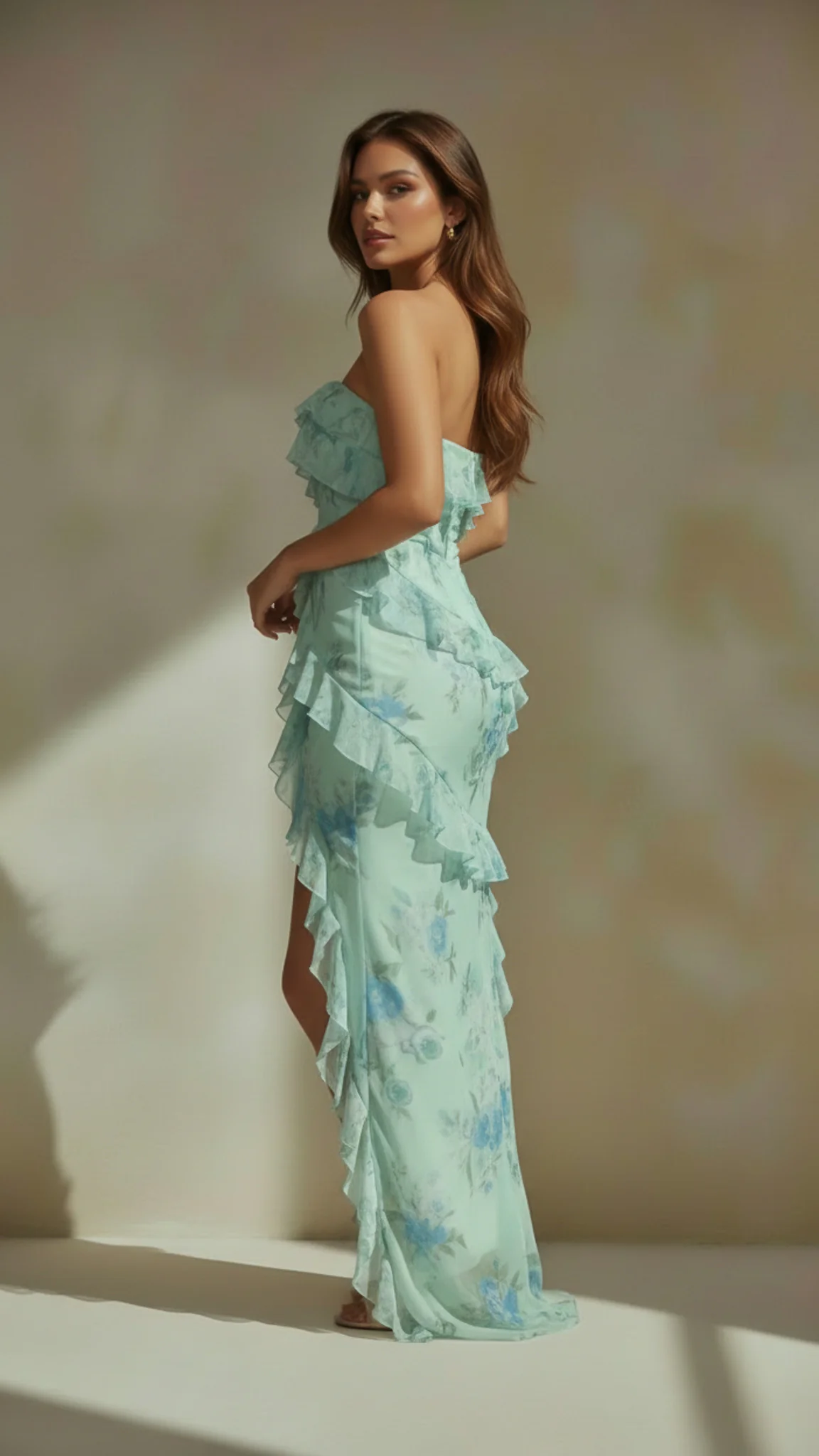 Elara Strapless Ruffle Maxi Dress - Image 10