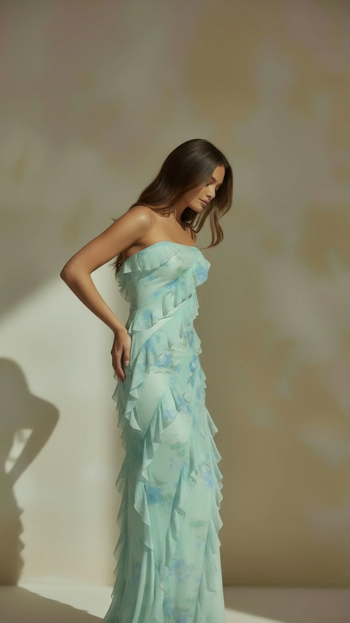 Elara Strapless Ruffle Maxi Dress - Image 8